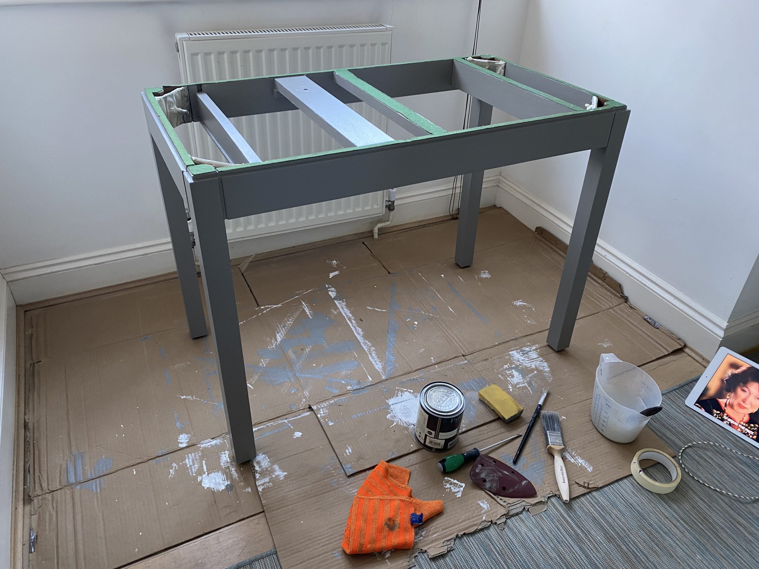 Vintage poker table desk restoration (10)