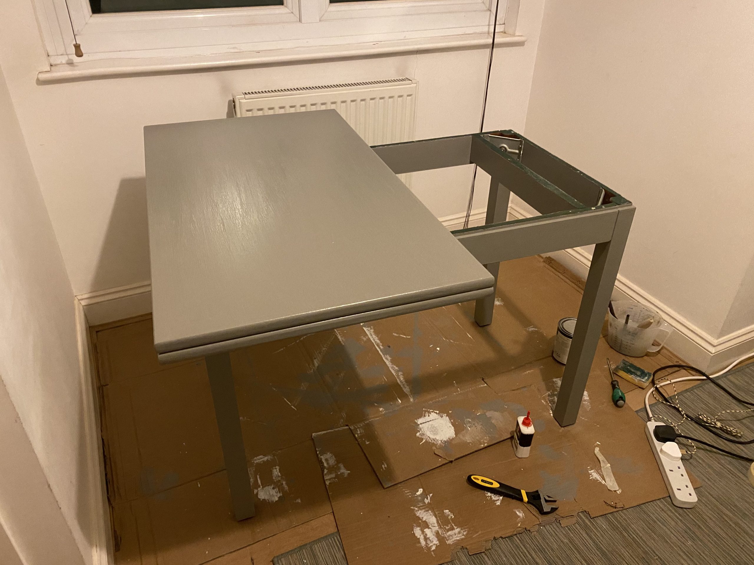 Vintage poker table desk restoration (15)
