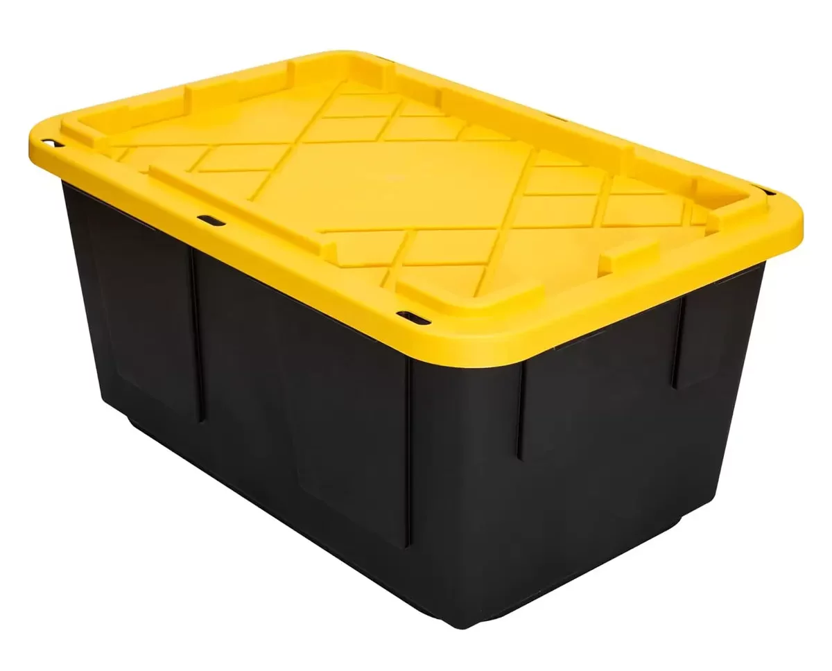 black and yellow storage box